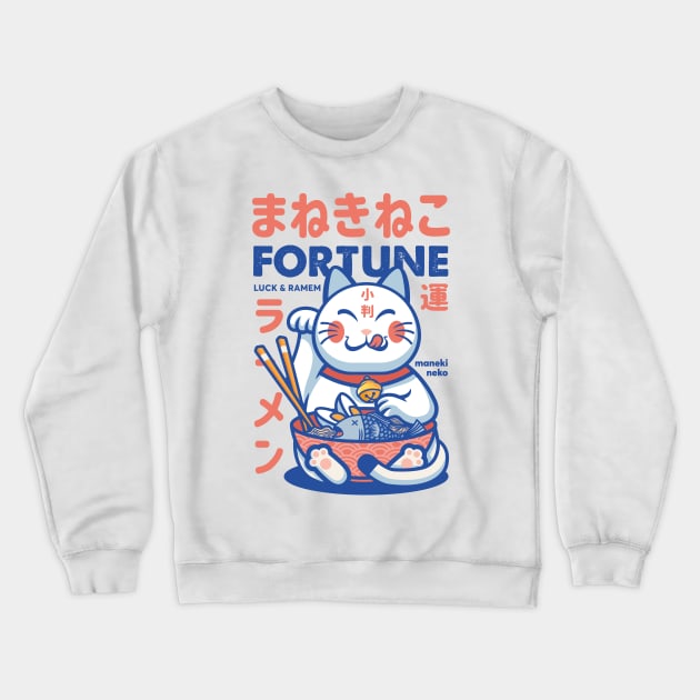 Maneki Neko fortune and noodle cat ramen Crewneck Sweatshirt by redwane